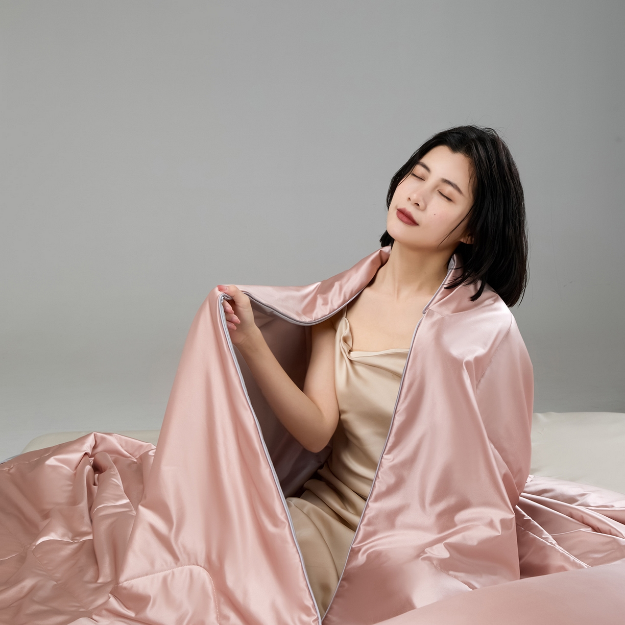 CINNY馨宜 2026新款水光锦氨凉感夏被空调被夏凉被 山樱粉