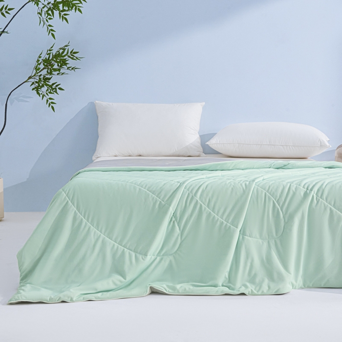 91家纺网 家纺一手货源 找家纺 库里梦家纺 2026新款深海水藻凉感被夏被夏凉被空调被礼盒装 水波绿-灰