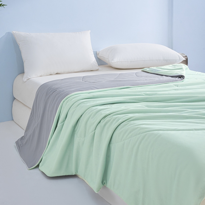 91家纺网 家纺一手货源 找家纺 库里梦家纺 2026新款深海水藻凉感被夏被夏凉被空调被礼盒装 水波绿-灰