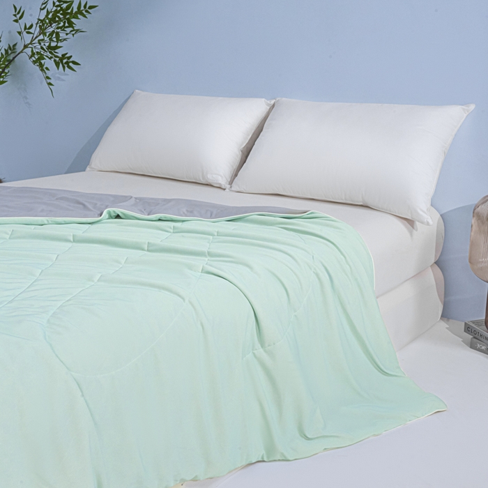 91家纺网 家纺一手货源 找家纺 库里梦家纺 2026新款深海水藻凉感被夏被夏凉被空调被礼盒装 水波绿-灰