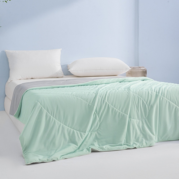 91家纺网 家纺一手货源 找家纺 库里梦家纺 2026新款深海水藻凉感被夏被夏凉被空调被礼盒装 水波绿-灰