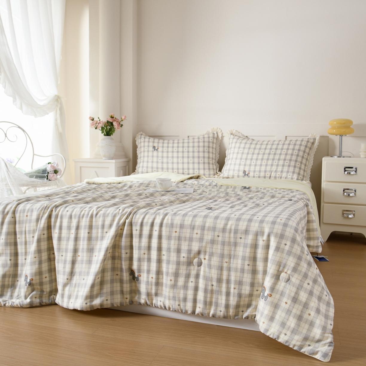 91家纺网 家纺一手货源 找家纺 （总）CINNY馨宜 2026新款双层纱锦氨凉感夏被双面睡感夏被