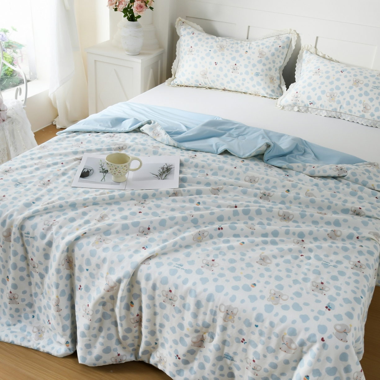 91家纺网 家纺一手货源 找家纺 （总）CINNY馨宜 2026新款双层纱锦氨凉感夏被双面睡感夏被