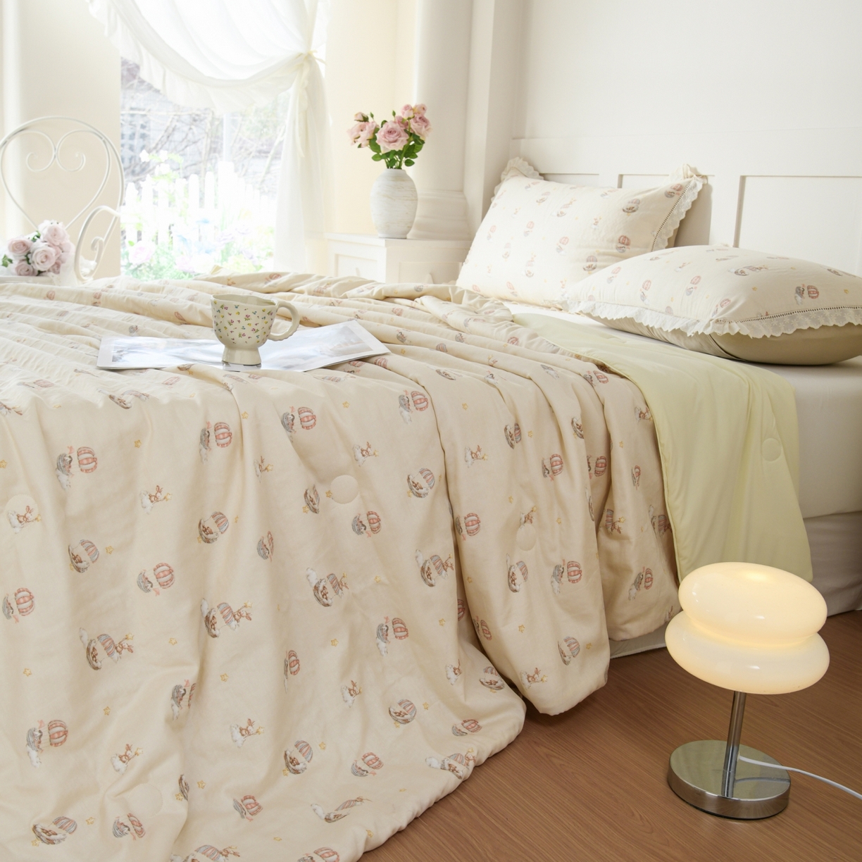 91家纺网 家纺一手货源 找家纺 CINNY馨宜 2026新款双层纱锦氨凉感夏被双面睡感夏被 云朵童话-咖