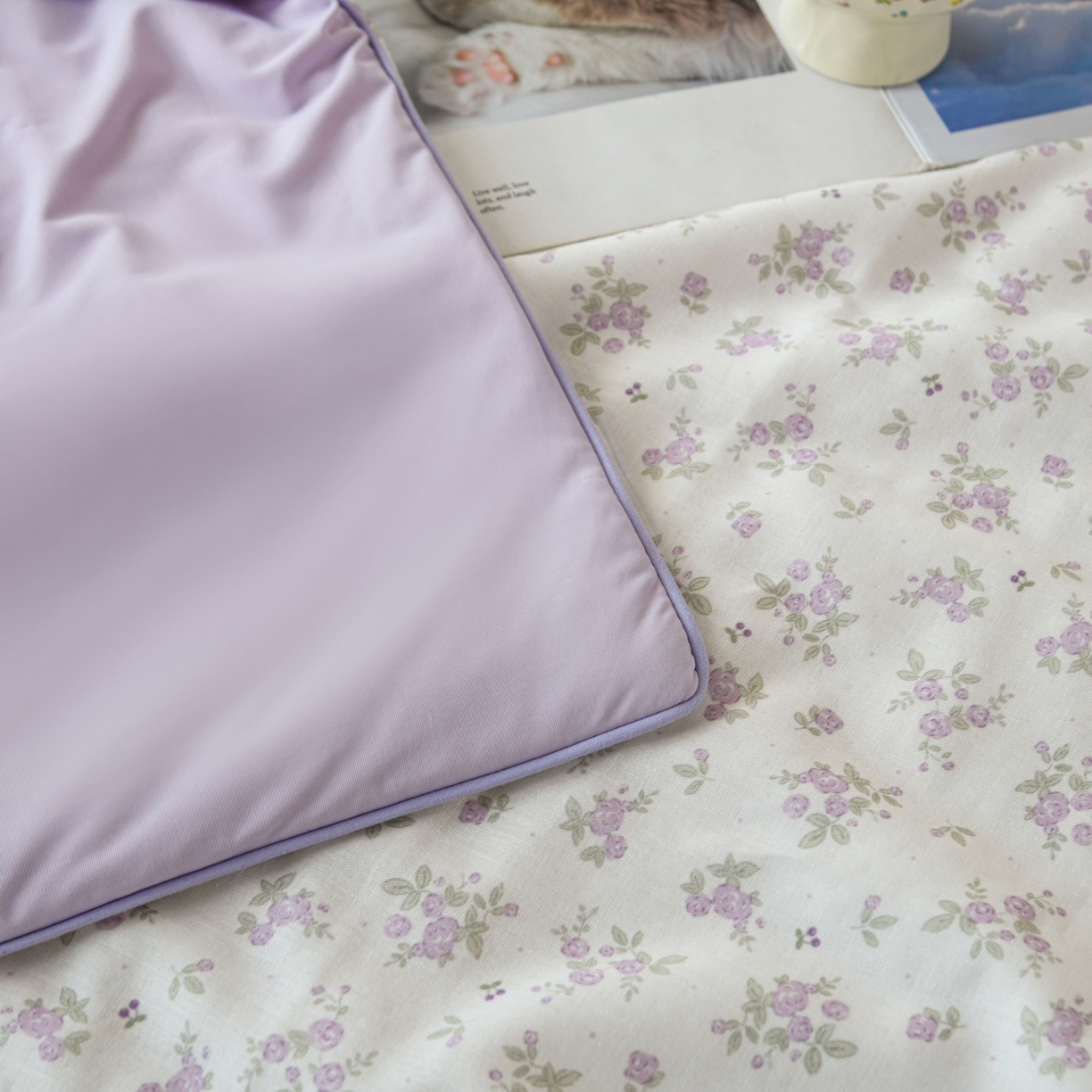 91家纺网 家纺一手货源 找家纺 CINNY馨宜 2026新款双层纱锦氨凉感夏被双面睡感夏被 花樱-紫