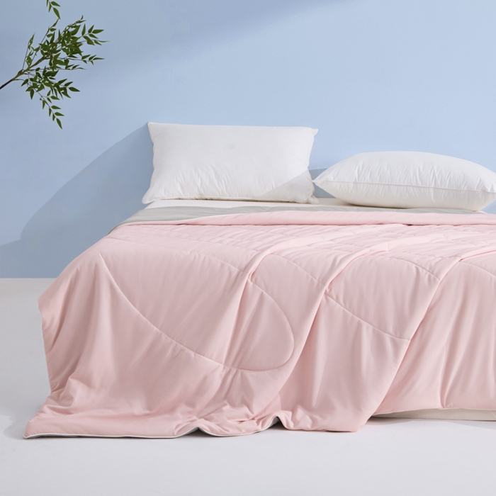 91家纺网 家纺一手货源 找家纺 库里梦家纺 2026新款深海水藻凉感被夏被夏凉被空调被礼盒装 桃花粉-灰