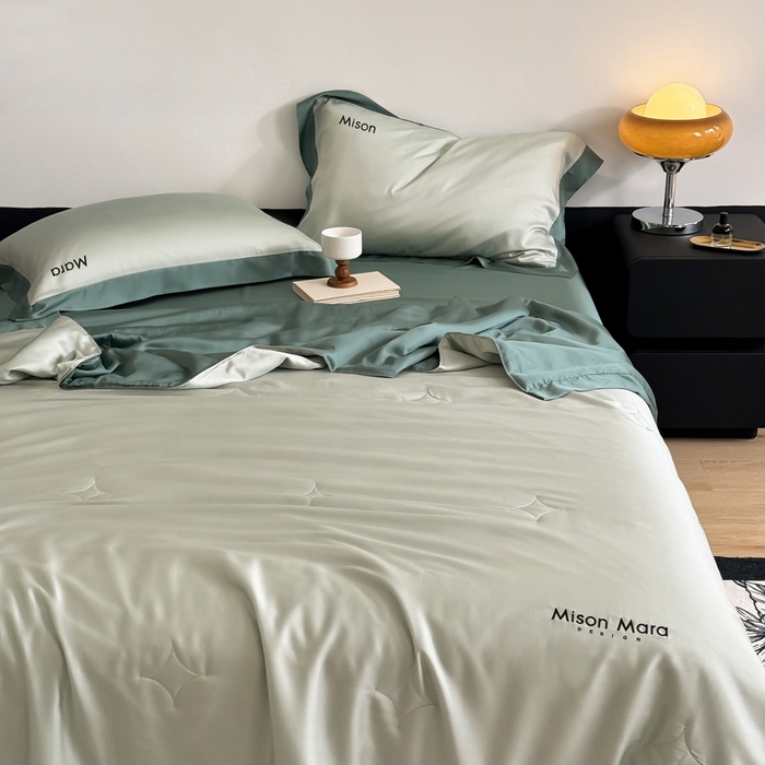 91家纺网 家纺一手货源 找家纺 （总）CINNY馨宜 2026新款A类兰精天丝55%大豆纤维 双拼色天丝夏被（炫彩）