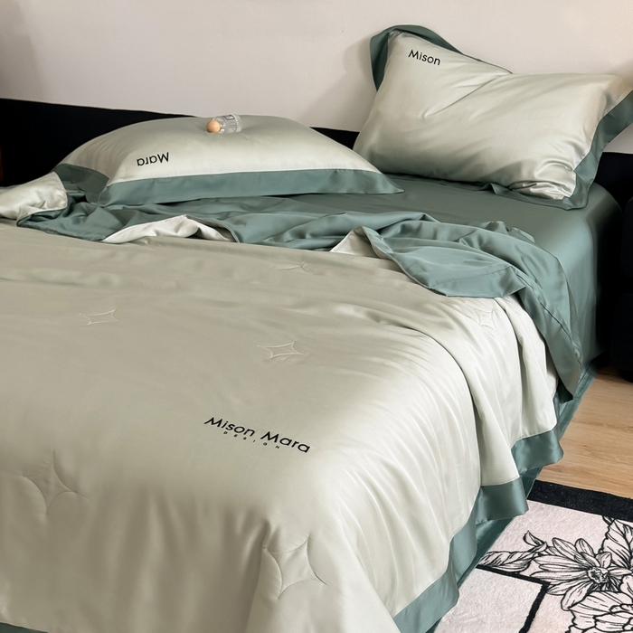 91家纺网 家纺一手货源 找家纺 （总）CINNY馨宜 2026新款A类兰精天丝55%大豆纤维 双拼色天丝夏被（炫彩）