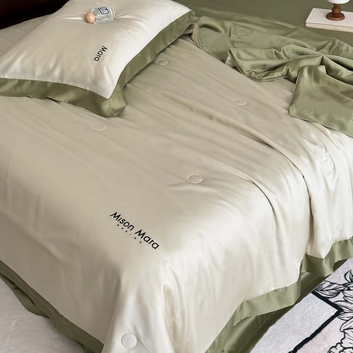 91家纺网 家纺一手货源 找家纺 CINNY馨宜 2026新款A类兰精天丝55%大豆纤维 双拼色天丝夏被（炫彩） 松石绿