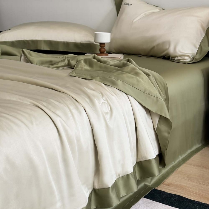 91家纺网 家纺一手货源 找家纺 CINNY馨宜 2026新款A类兰精天丝55%大豆纤维 双拼色天丝夏被（炫彩） 松石绿