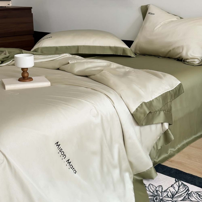 91家纺网 家纺一手货源 找家纺 CINNY馨宜 2026新款A类兰精天丝55%大豆纤维 双拼色天丝夏被（炫彩） 松石绿