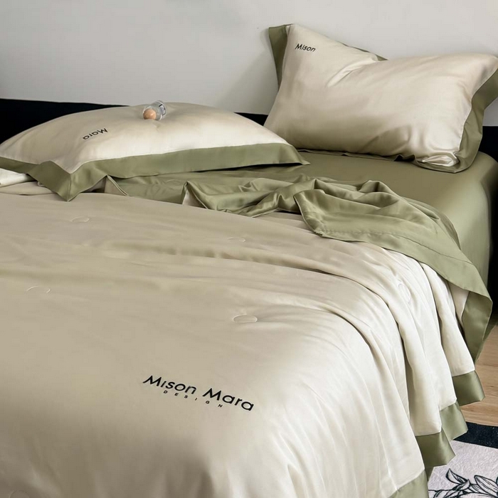 91家纺网 家纺一手货源 找家纺 CINNY馨宜 2026新款A类兰精天丝55%大豆纤维 双拼色天丝夏被（炫彩） 松石绿