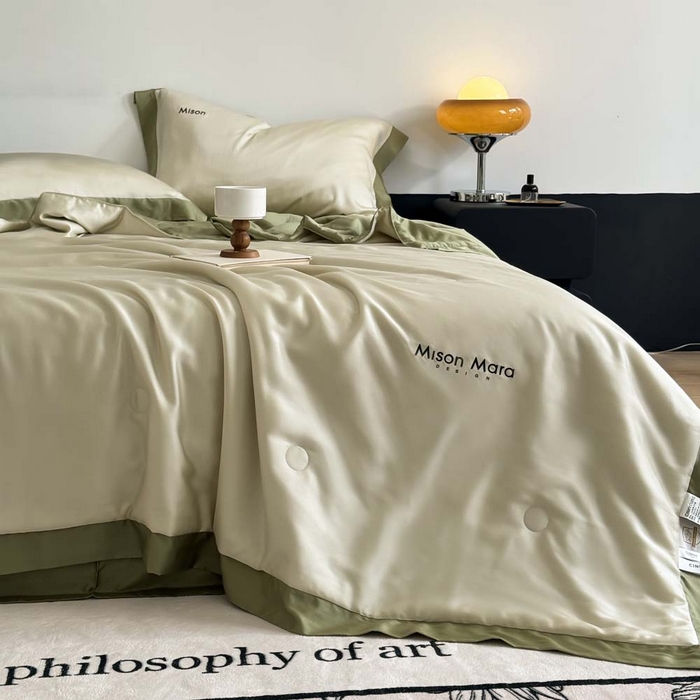 91家纺网 家纺一手货源 找家纺 CINNY馨宜 2026新款A类兰精天丝55%大豆纤维 双拼色天丝夏被（炫彩） 松石绿