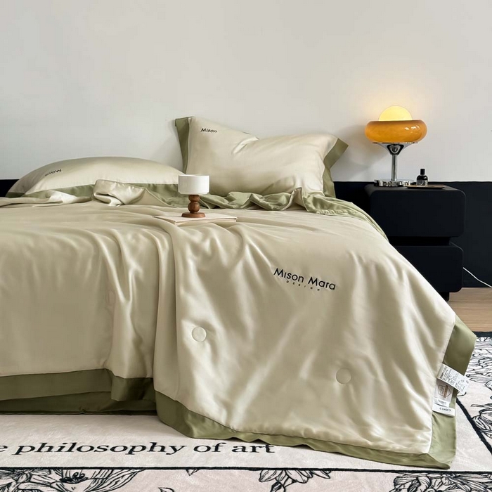 91家纺网 家纺一手货源 找家纺 CINNY馨宜 2026新款A类兰精天丝55%大豆纤维 双拼色天丝夏被（炫彩） 松石绿