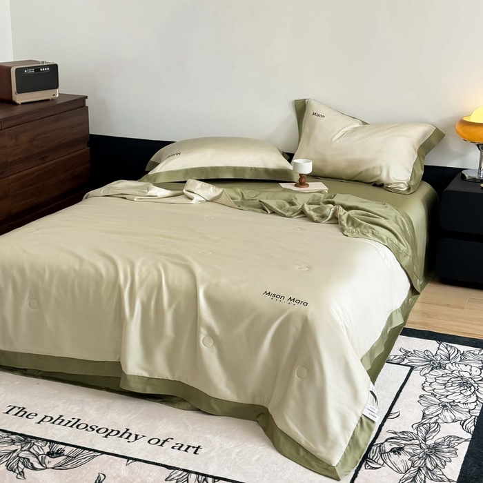 91家纺网 家纺一手货源 找家纺 CINNY馨宜 2026新款A类兰精天丝55%大豆纤维 双拼色天丝夏被（炫彩） 松石绿