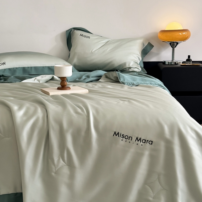 91家纺网 家纺一手货源 找家纺 CINNY馨宜 2026新款A类兰精天丝55%大豆纤维 双拼色天丝夏被（炫彩） 宝石蓝