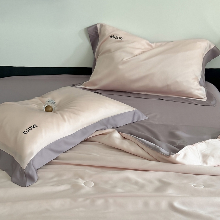 91家纺网 家纺一手货源 找家纺 CINNY馨宜 2026新款A类兰精天丝55%大豆纤维 双拼色天丝夏被（炫彩） 丁香紫