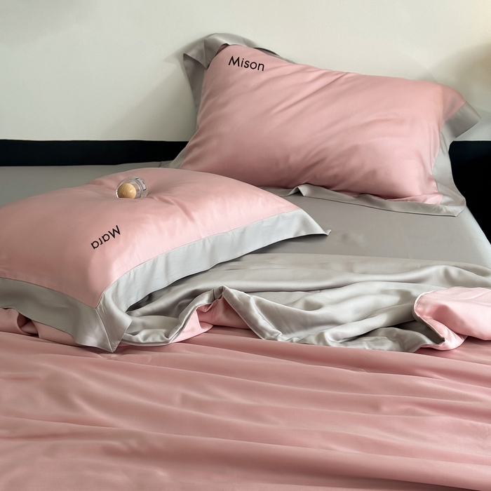 91家纺网 家纺一手货源 找家纺 CINNY馨宜 2026新款A类兰精天丝55%大豆纤维 双拼色天丝夏被（炫彩） 豆沙粉