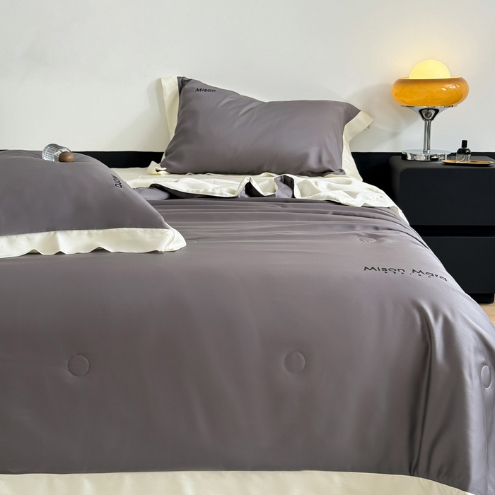 91家纺网 家纺一手货源 找家纺 CINNY馨宜 2026新款A类兰精天丝55%大豆纤维 双拼色天丝夏被（炫彩） 银河灰