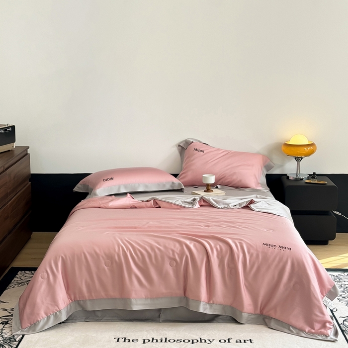 CINNY馨宜 2026新款A类兰精天丝55%大豆纤维 双拼色天丝夏被（炫彩） 豆沙粉