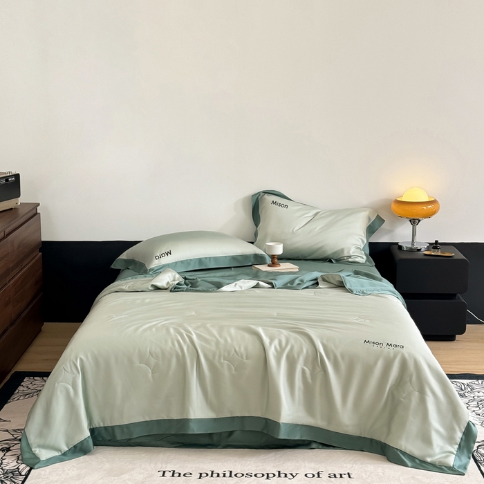 CINNY馨宜 2026新款A类兰精天丝55%大豆纤维 双拼色天丝夏被（炫彩） 宝石蓝