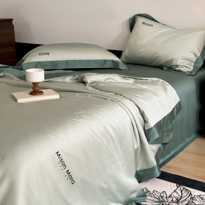 91家纺网 家纺一手货源 找家纺 CINNY馨宜 2026新款A类兰精天丝55%大豆纤维 双拼色天丝夏被（炫彩） 宝石蓝