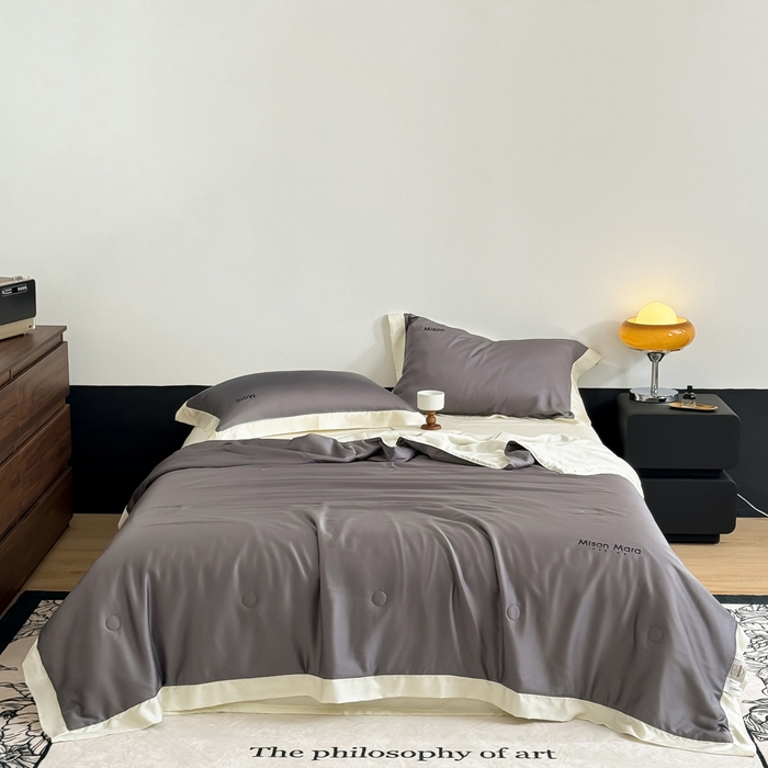 CINNY馨宜 2026新款A类兰精天丝55%大豆纤维 双拼色天丝夏被（炫彩） 银河灰