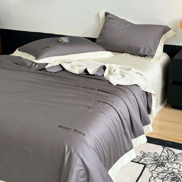 91家纺网 家纺一手货源 找家纺 CINNY馨宜 2026新款A类兰精天丝55%大豆纤维 双拼色天丝夏被（炫彩） 银河灰