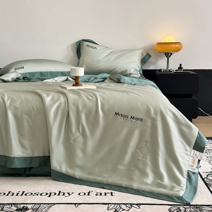 91家纺网 家纺一手货源 找家纺 CINNY馨宜 2026新款A类兰精天丝55%大豆纤维 双拼色天丝夏被（炫彩） 宝石蓝