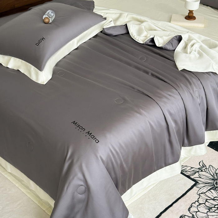 91家纺网 家纺一手货源 找家纺 CINNY馨宜 2026新款A类兰精天丝55%大豆纤维 双拼色天丝夏被（炫彩） 银河灰