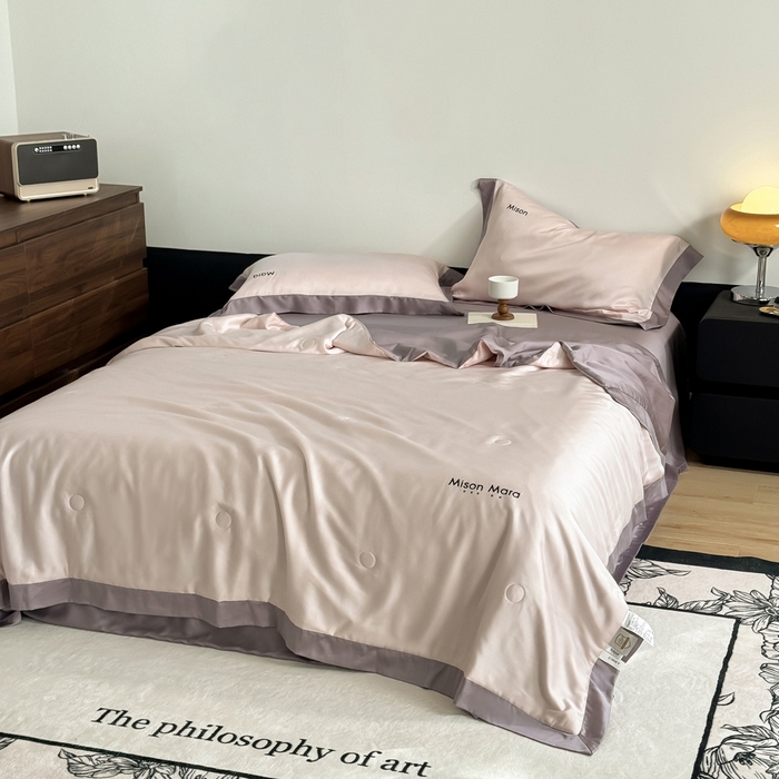 91家纺网 家纺一手货源 找家纺 CINNY馨宜 2026新款A类兰精天丝55%大豆纤维 双拼色天丝夏被（炫彩） 丁香紫