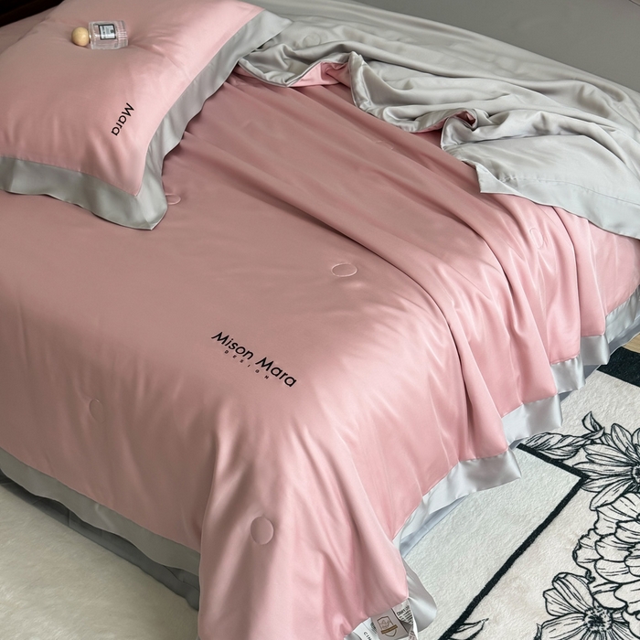 91家纺网 家纺一手货源 找家纺 CINNY馨宜 2026新款A类兰精天丝55%大豆纤维 双拼色天丝夏被（炫彩） 豆沙粉