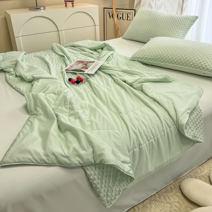 91家纺网 家纺一手货源 找家纺 库里梦家纺 2026新款3D按摩冰豆豆凉感夏被夏凉被空调被 冰豆绿