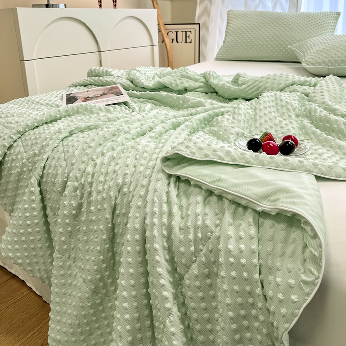 91家纺网 家纺一手货源 找家纺 库里梦家纺 2026新款3D按摩冰豆豆凉感夏被夏凉被空调被 冰豆绿