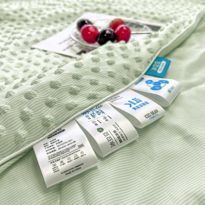 91家纺网 家纺一手货源 找家纺 库里梦家纺 2026新款3D按摩冰豆豆凉感夏被夏凉被空调被 冰豆绿