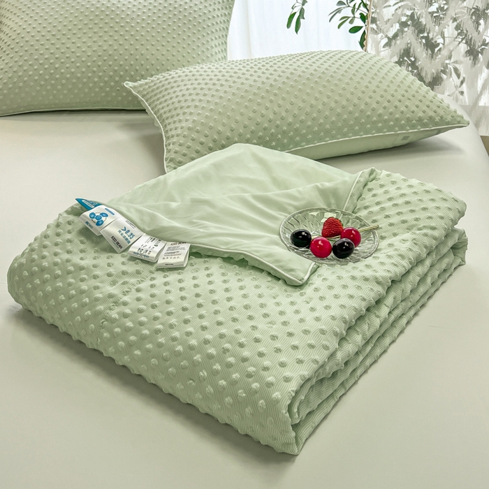 91家纺网 家纺一手货源 找家纺 库里梦家纺 2026新款3D按摩冰豆豆凉感夏被夏凉被空调被 冰豆绿