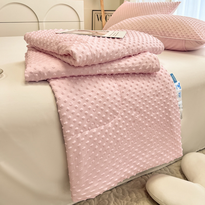 库里梦家纺 2026新款3D按摩冰豆豆凉感夏被夏凉被空调被 冰豆粉