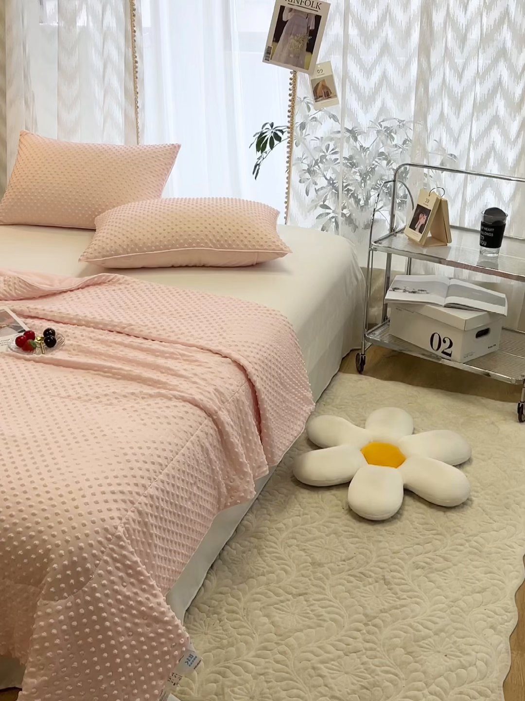 91家纺网 家纺一手货源 找家纺 库里梦家纺 2026新款3D按摩冰豆豆凉感夏被夏凉被空调被 冰豆粉