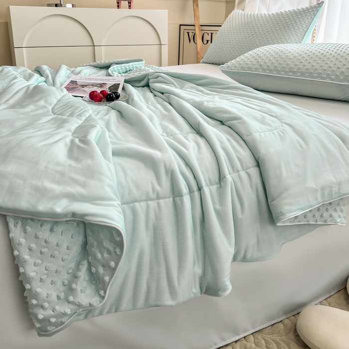 91家纺网 家纺一手货源 找家纺 库里梦家纺 2026新款3D按摩冰豆豆凉感夏被夏凉被空调被 冰豆蓝