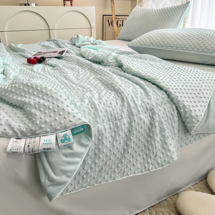 91家纺网 家纺一手货源 找家纺 库里梦家纺 2026新款3D按摩冰豆豆凉感夏被夏凉被空调被 冰豆蓝