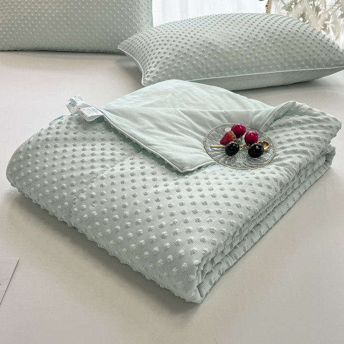 91家纺网 家纺一手货源 找家纺 库里梦家纺 2026新款3D按摩冰豆豆凉感夏被夏凉被空调被 冰豆蓝