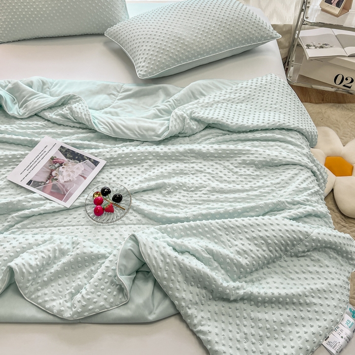 91家纺网 家纺一手货源 找家纺 库里梦家纺 2026新款3D按摩冰豆豆凉感夏被夏凉被空调被 冰豆蓝