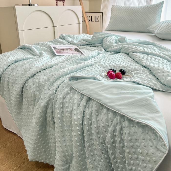 91家纺网 家纺一手货源 找家纺 库里梦家纺 2026新款3D按摩冰豆豆凉感夏被夏凉被空调被 冰豆蓝