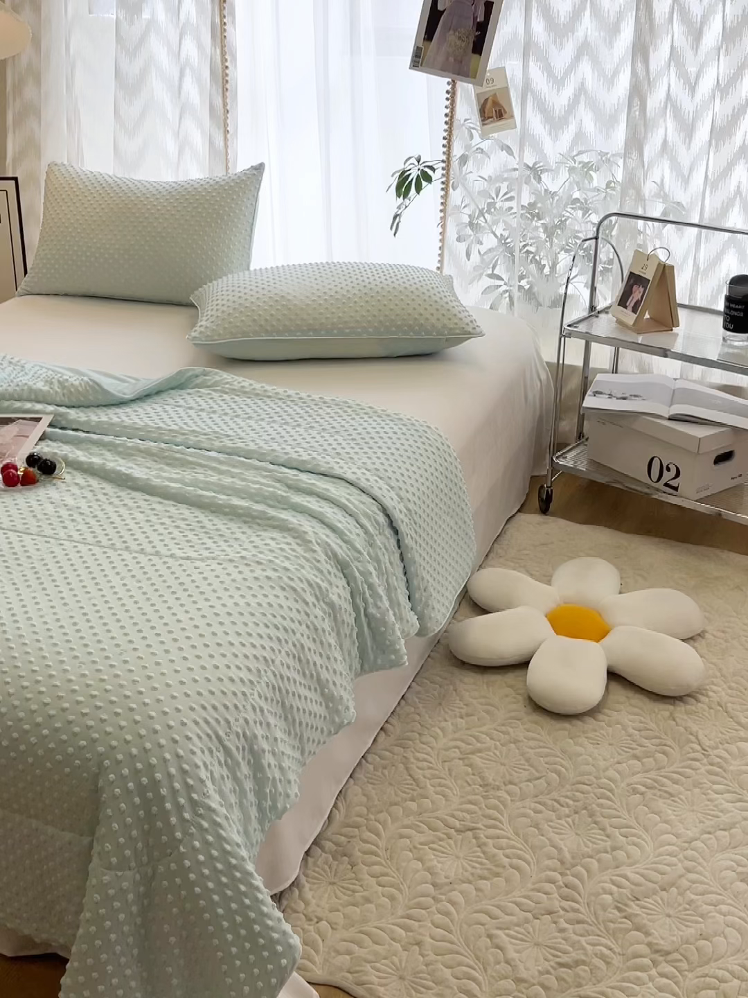 91家纺网 家纺一手货源 找家纺 库里梦家纺 2026新款3D按摩冰豆豆凉感夏被夏凉被空调被 冰豆蓝