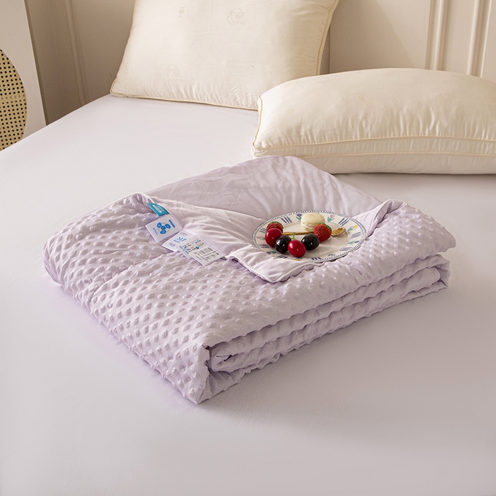 91家纺网 家纺一手货源 找家纺 库里梦家纺 2026新款3D按摩冰豆豆凉感夏被夏凉被空调被 冰豆紫