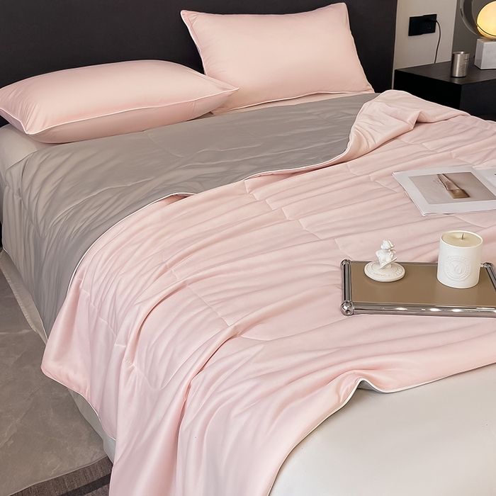 91家纺网 家纺一手货源 找家纺 库里梦家纺 2026新款云柔凉感冰淇淋夏被空调被夏凉被 粉灰