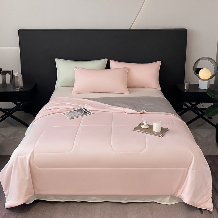 91家纺网 家纺一手货源 找家纺 库里梦家纺 2026新款云柔凉感冰淇淋夏被空调被夏凉被 粉灰