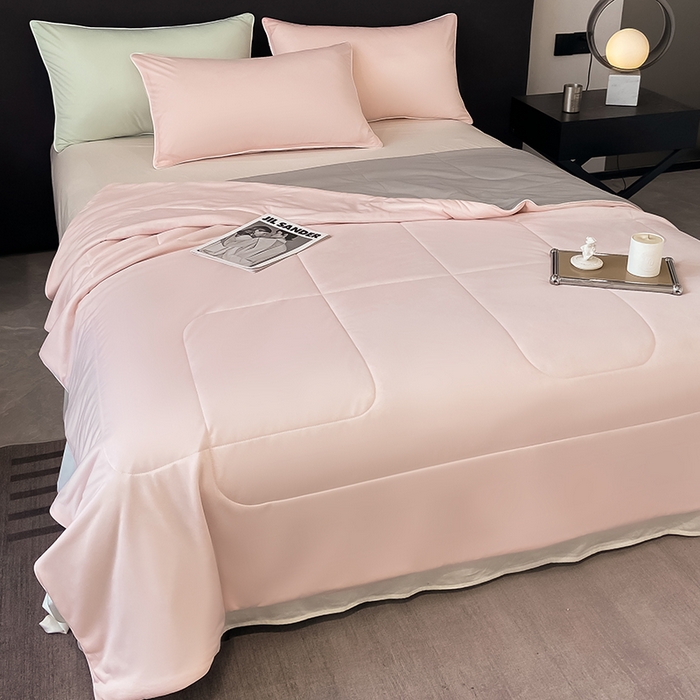 91家纺网 家纺一手货源 找家纺 库里梦家纺 2026新款云柔凉感冰淇淋夏被空调被夏凉被 粉灰