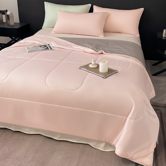 91家纺网 家纺一手货源 找家纺 库里梦家纺 2026新款云柔凉感冰淇淋夏被空调被夏凉被 粉灰