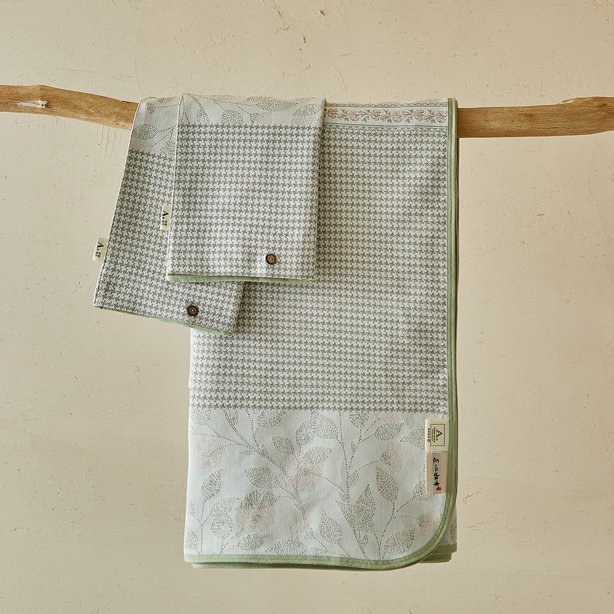 （总）孑寐家纺 2026新款100%纯棉色织双面大提花老粗布凉席三件套